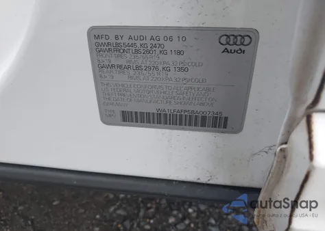 2011 Audi Q5 2.0T Premium z USA, uszkodzony, nr VIN WA1LFAFP5BA007345